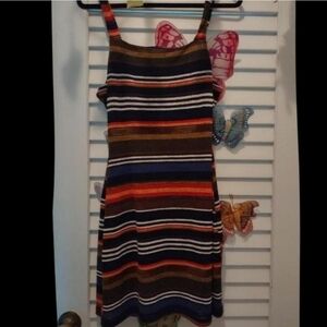 striped colorful sundress with lining from honey punch eclectic grandma/beach L